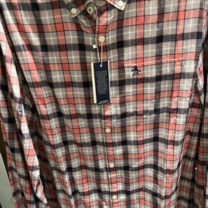 NWT Original Penguin Plaid Button-Up Shirt Medium #279